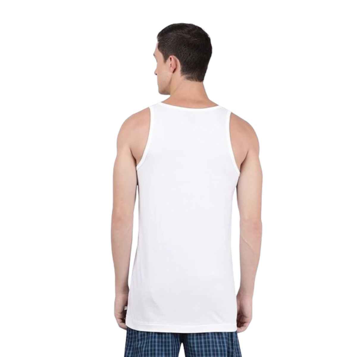 Jockey 8820 Men's Super Combed Cotton Round Neck Vest|Extended Length|Easy Tuck|PO2 | White-L