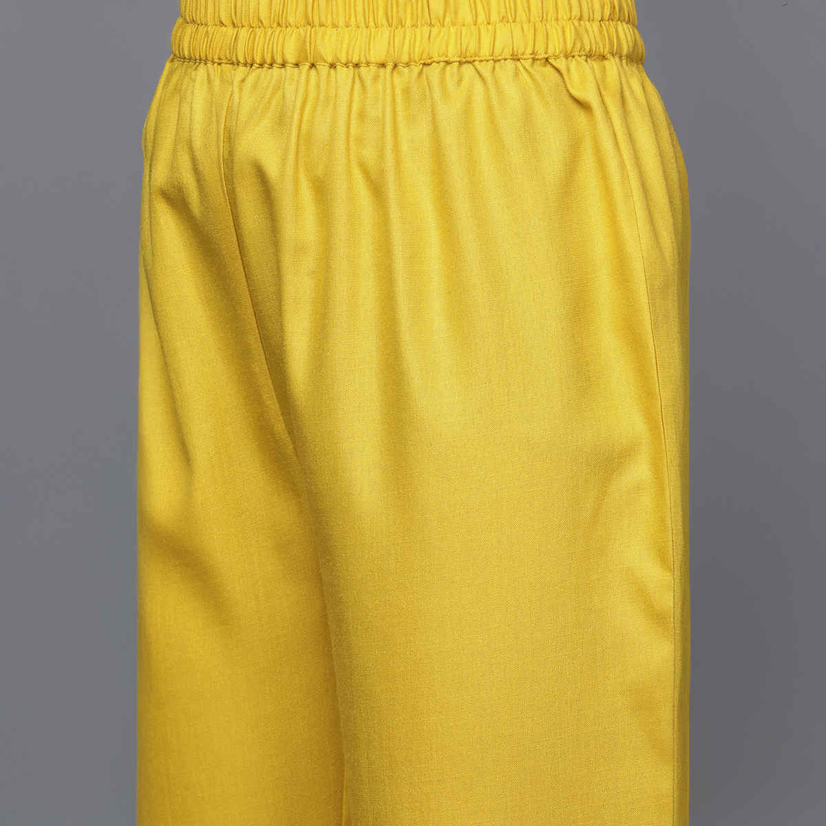 Varanga Women's Yellow Yoke Design Kurta with Trousers and Dupatta Set | Mustard - M