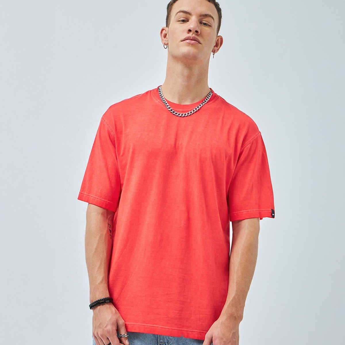 Bewakoof Round Neck Men's T-shirt | Coral - XL