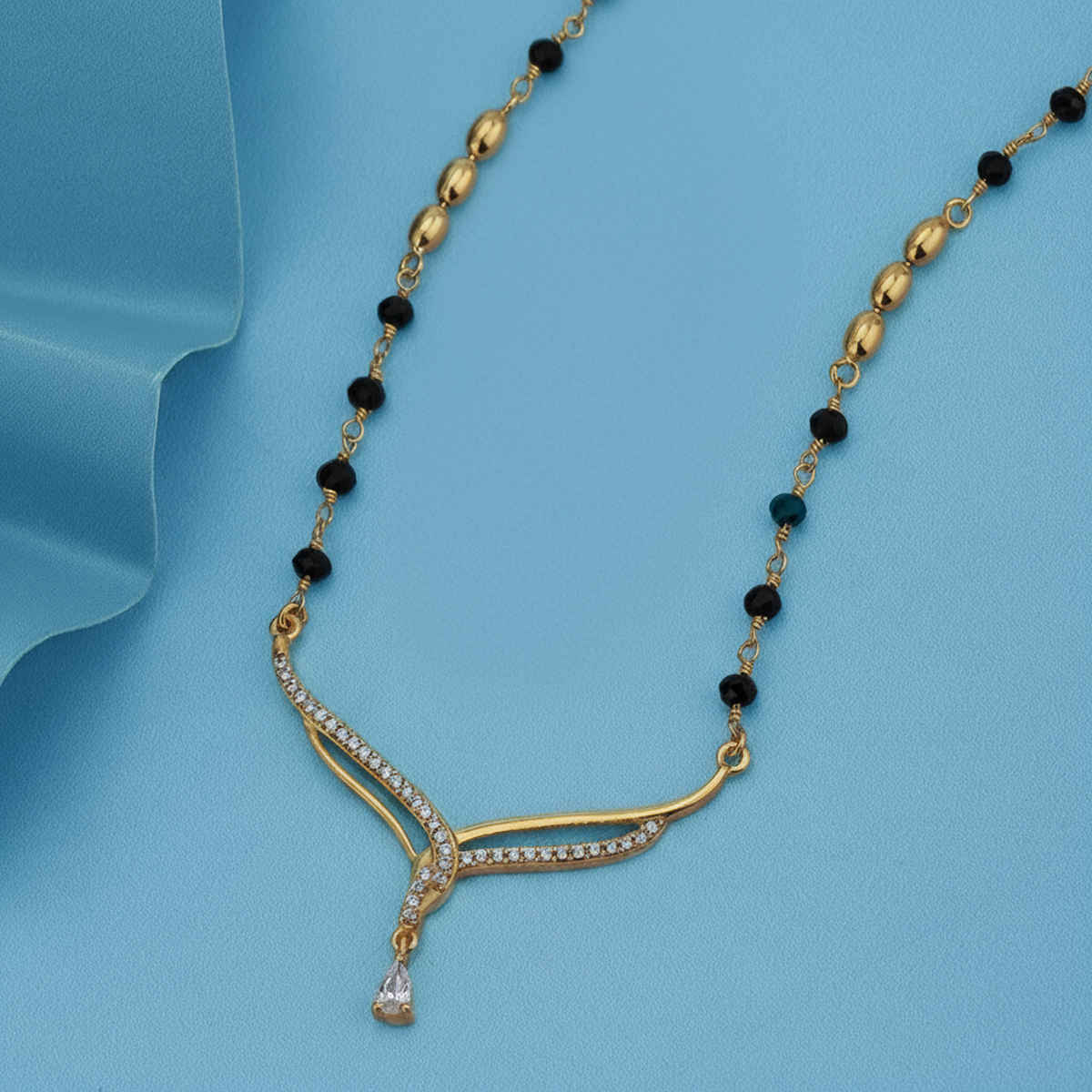 Carlton London 18kt Rose Gold Plated with Glass Bead Fancy Mangalsutra | B849919N-1