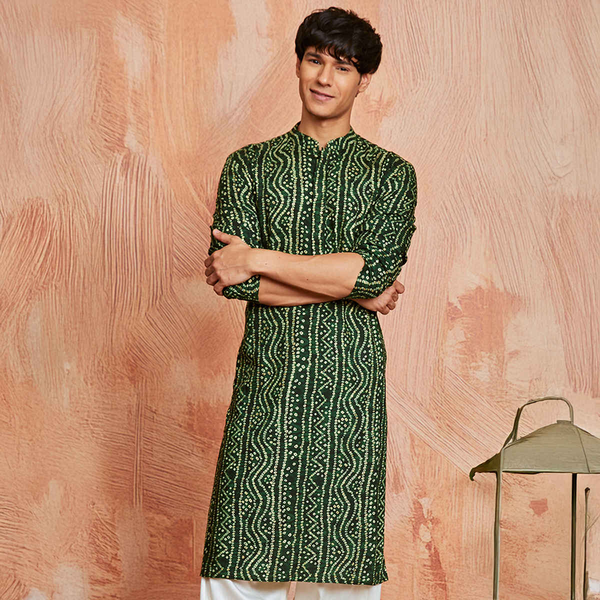 Vastramay Men's Rayon Kurta | Green - M
