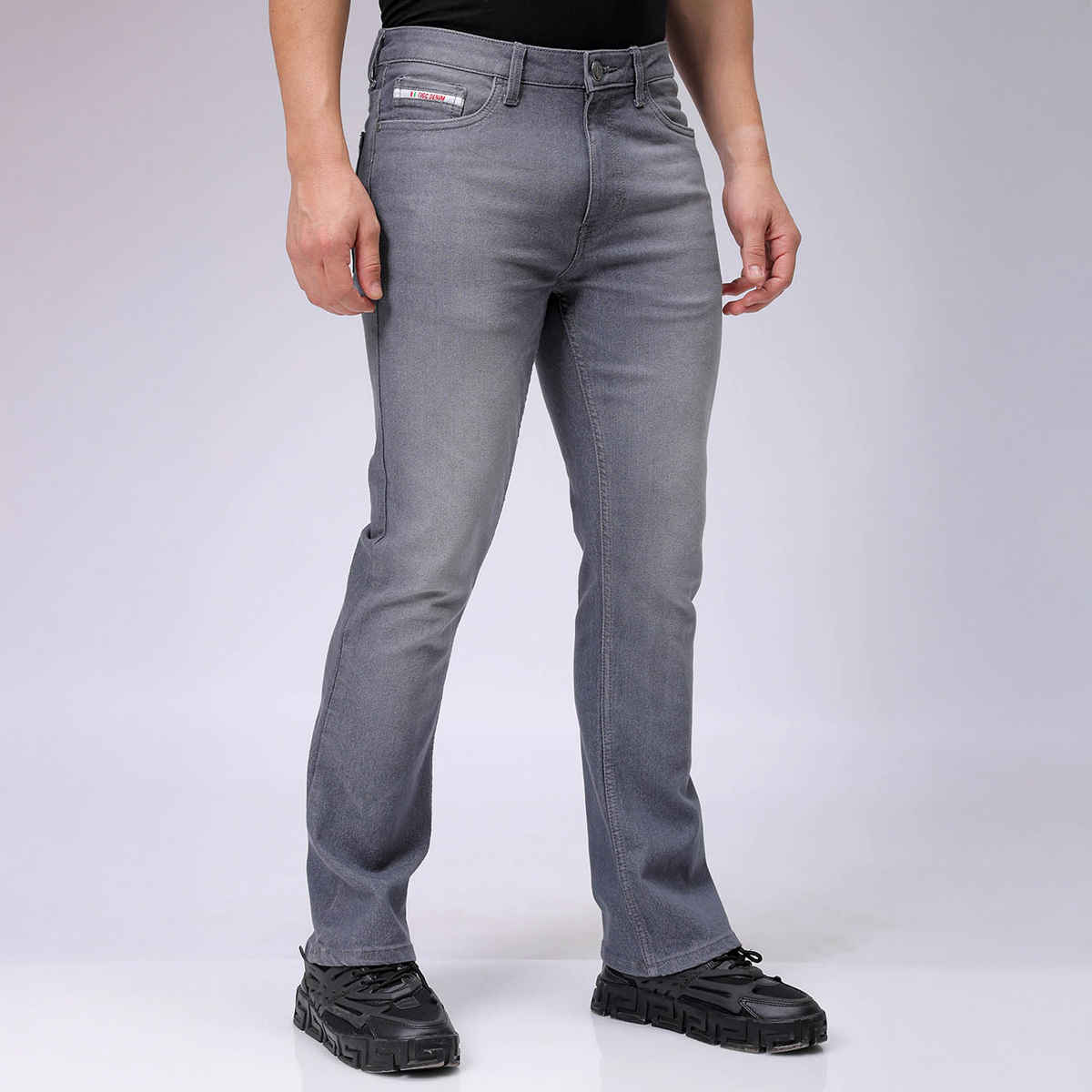 The Indian Garage Co Men's Slim Fit Solid Casual Regular Jeans | Grey | 30