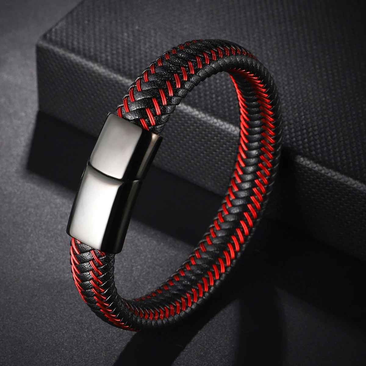 Fashion Frill Men's Wraparound Bracelet Black Regular