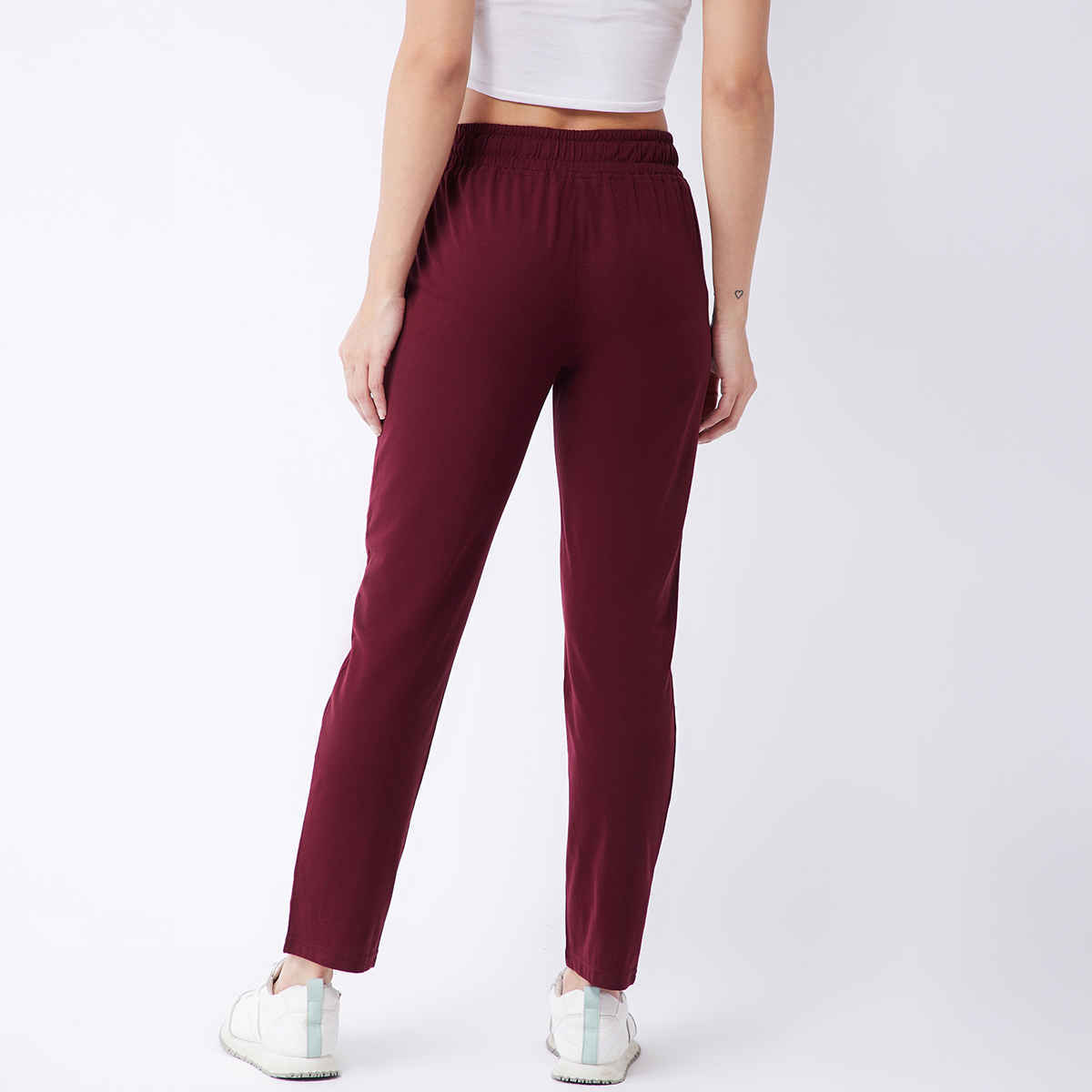 Modeve Women's Regular Fit Track Pants | Wine - L