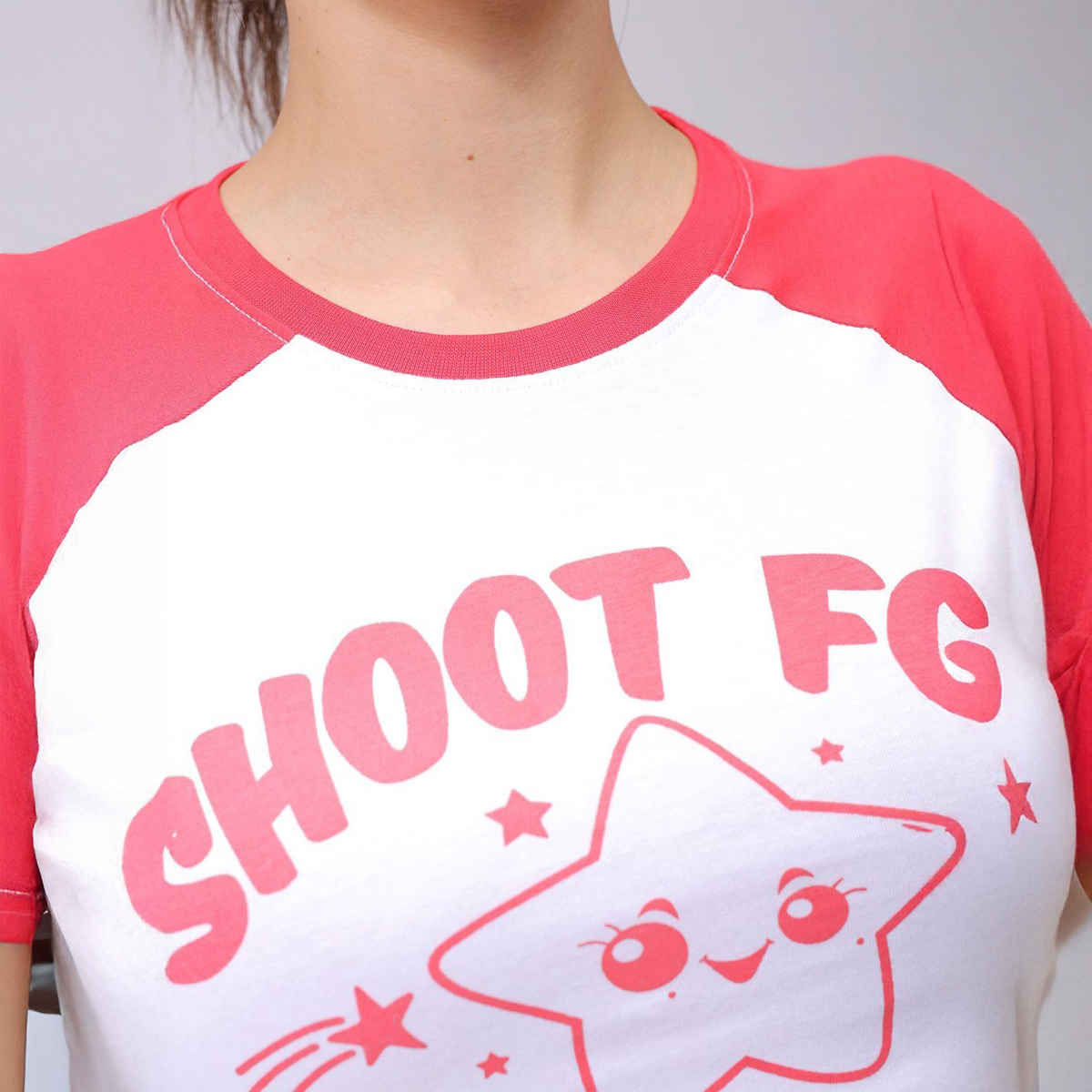 Freehand Women's Casual Slim Typographic Baseball T-shirt | 0424-Zfhbbtee1-02 | White - L