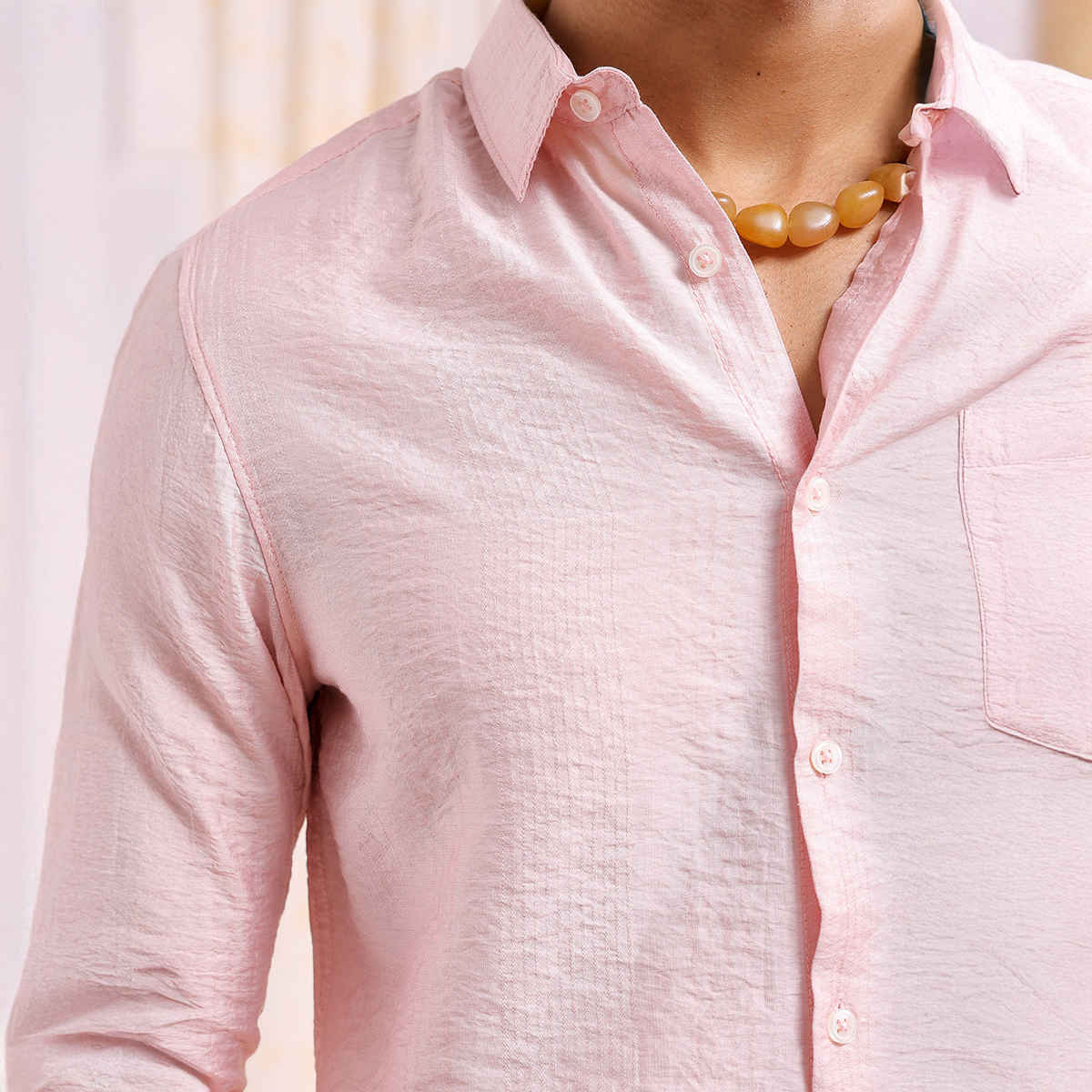 The Indian Garage Co Slim Striped Resort Shirt | Pink - L
