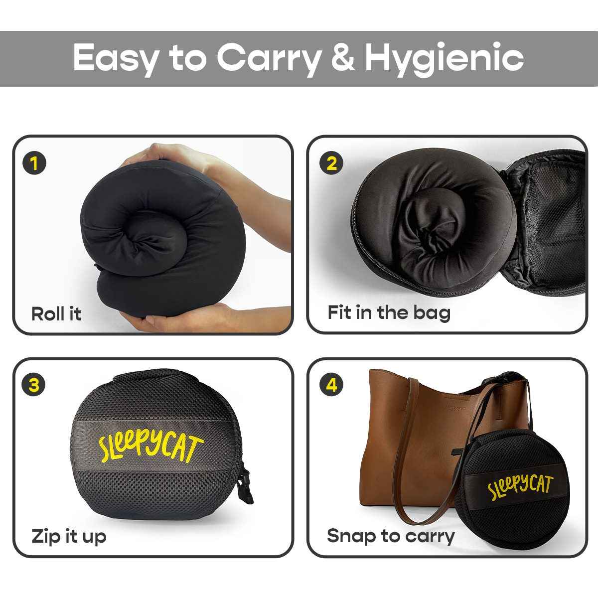 Sleepycat Unisex Solid Memory Foam Neck Pillow | Black