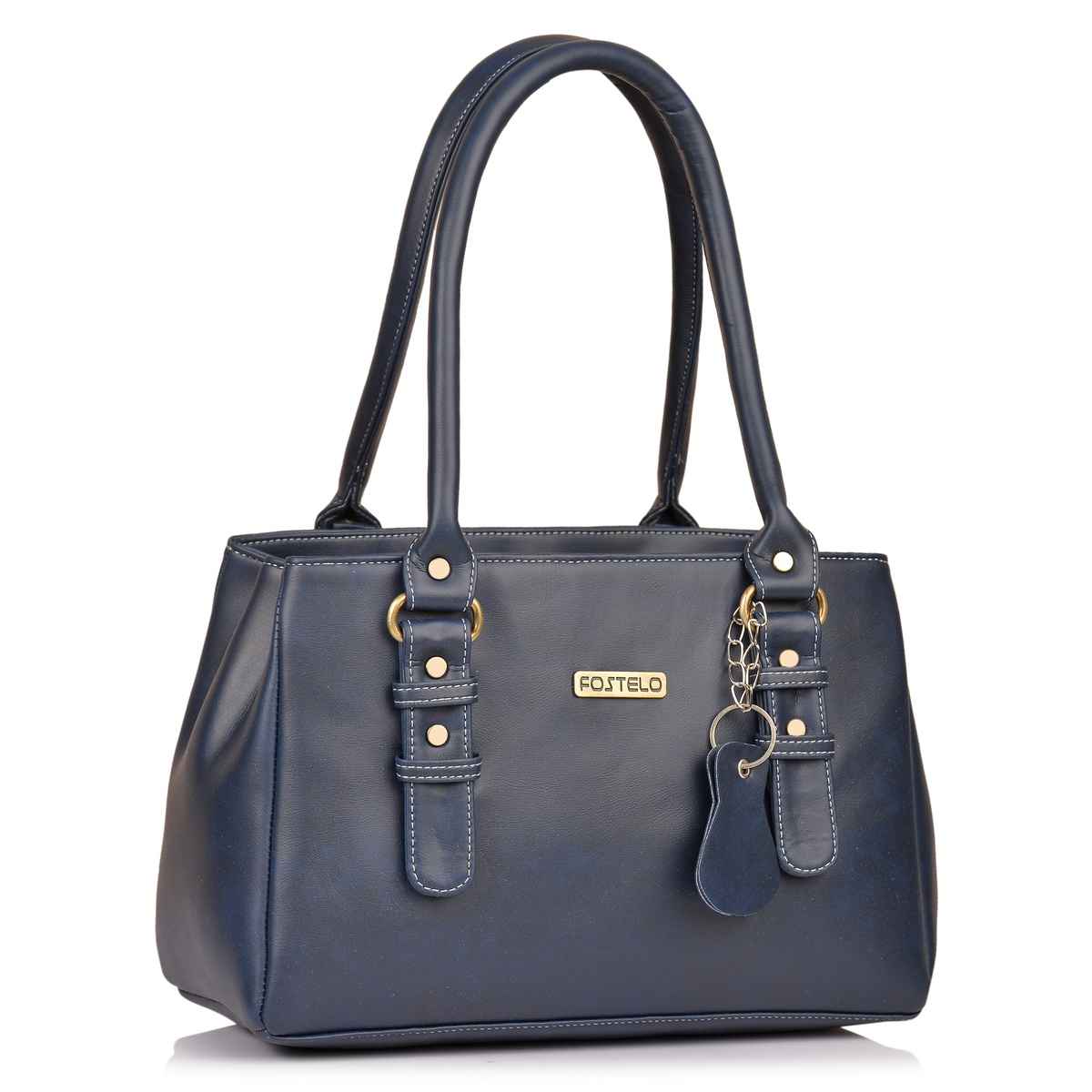 Fostelo Women's Vegan Leather Westside Handbags Shoulder Hobo Bag Ladies Purse | Blue | Large