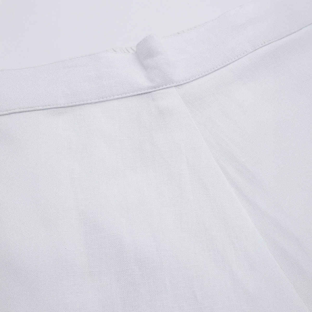 Libas Women White Cotton Side Slit Solid Trousers With Both Side Pockets - Pl1401L