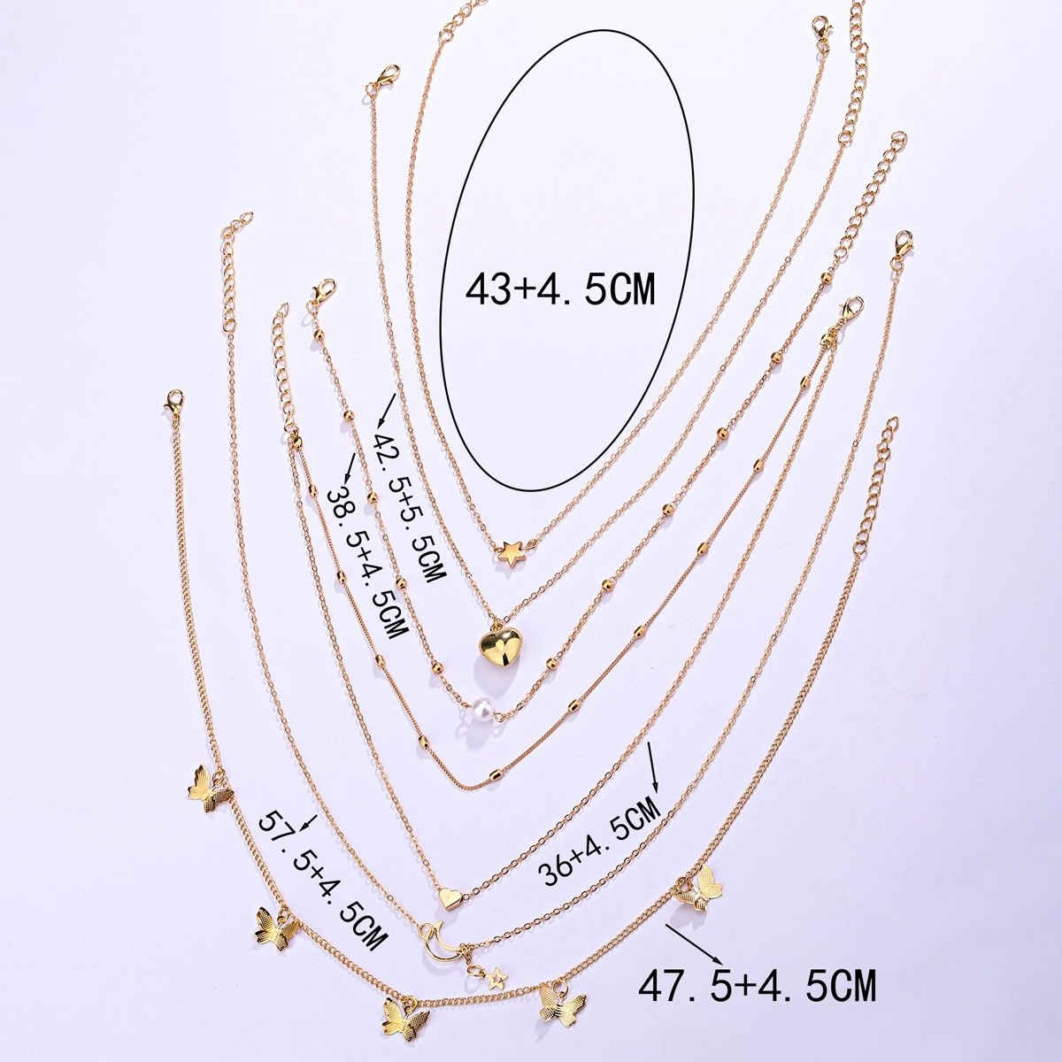 Jewels Galaxy Gold Plated Contemporary Layered Necklace Set Of 6