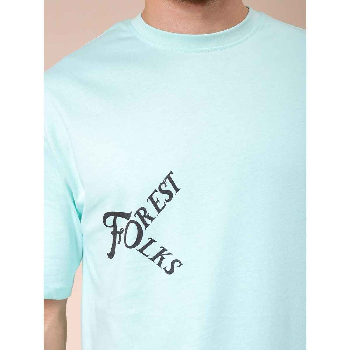 The Indian Garage Co Men's Street Boxy Placement Print T-shirt | 1023-Ntee-186-2 | Fresh Mint - XL