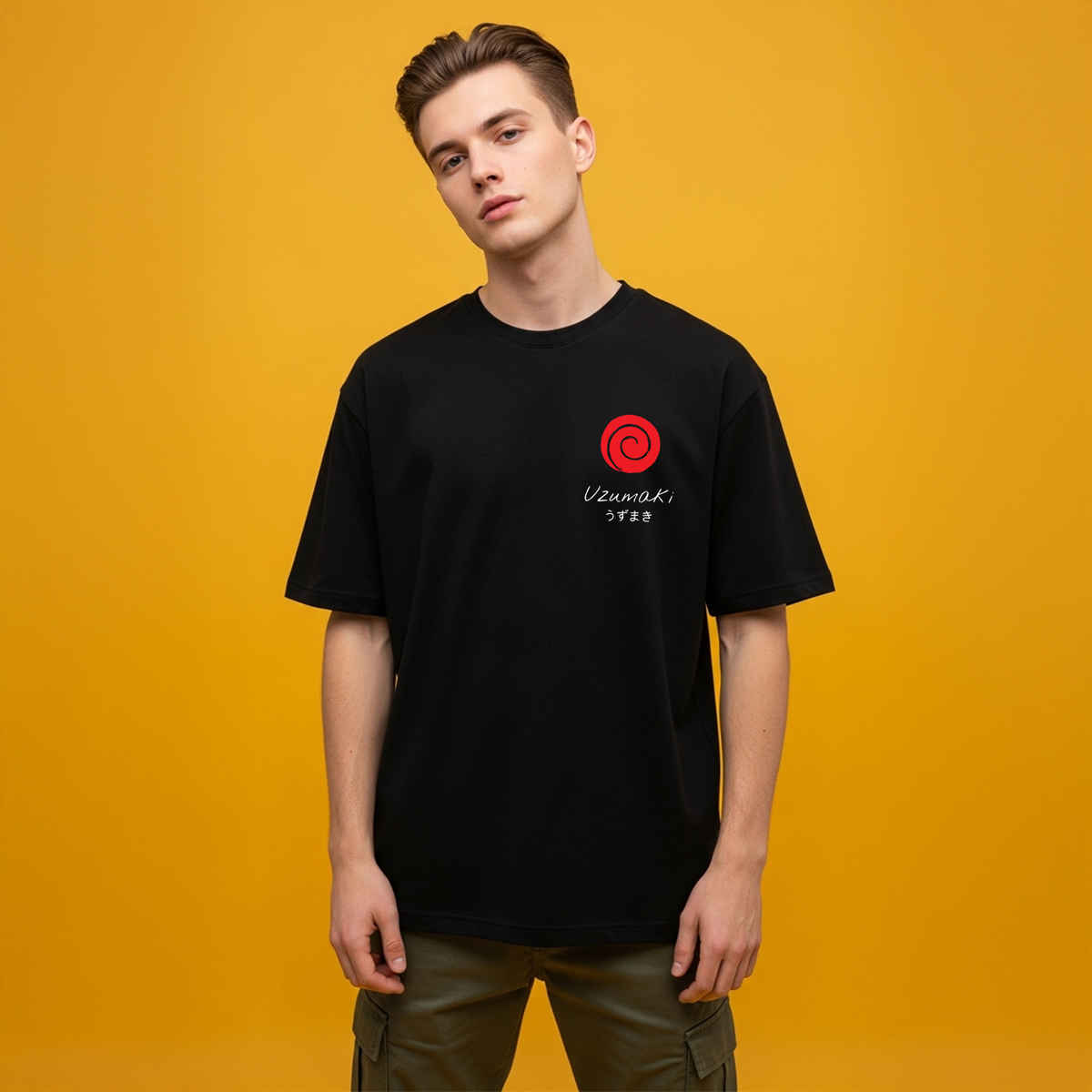 BENNY BROOKS Men's Round Neck half sleeve Oversized T-shirt |AA(ARN)BLACK151 | Black - M