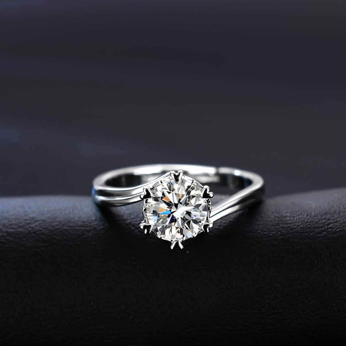 Label She Silver Plated Crystal Studded Solitaire Adjustable Finger Ring(Free Size) | LS-RNG-5209