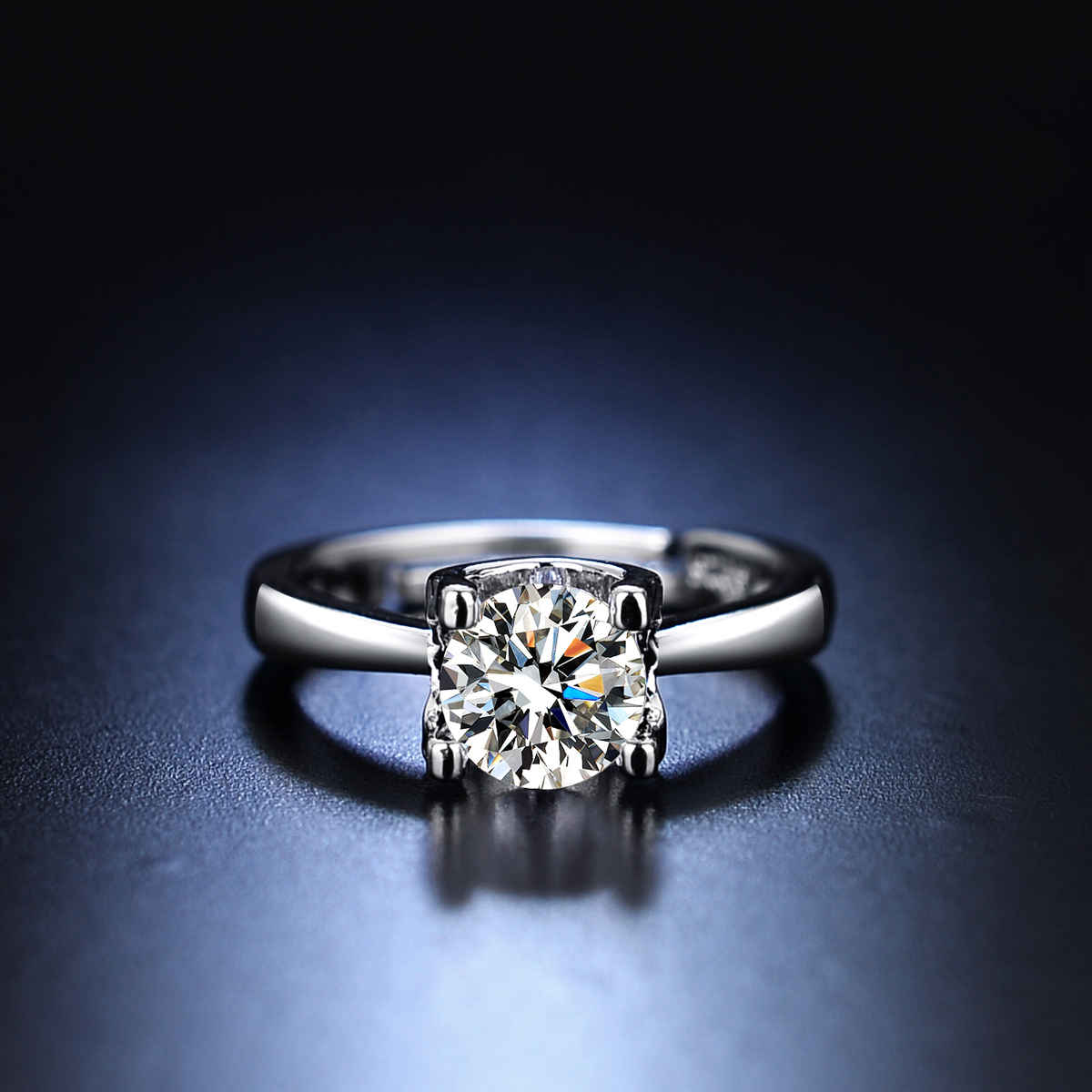 Label She Silver Plated Crystal Studded Solitaire Adjustable Finger Ring(Free Size) | LS-RNG-5207
