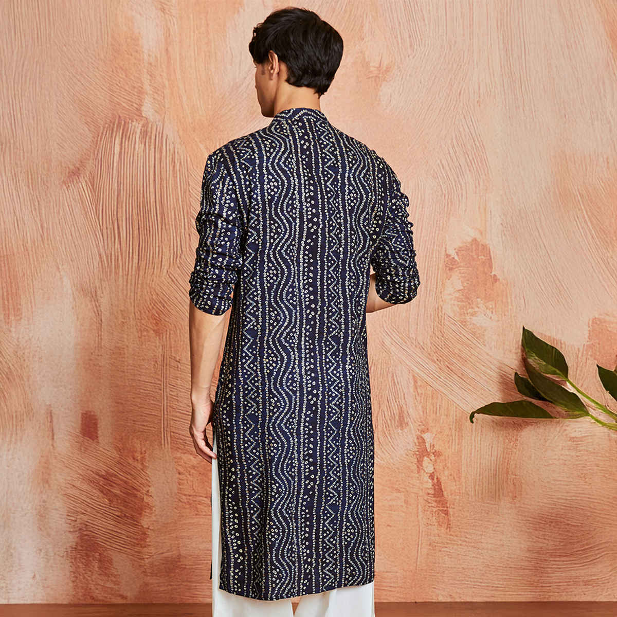 Vastramay Men's Rayon Kurta | Navy Blue - L