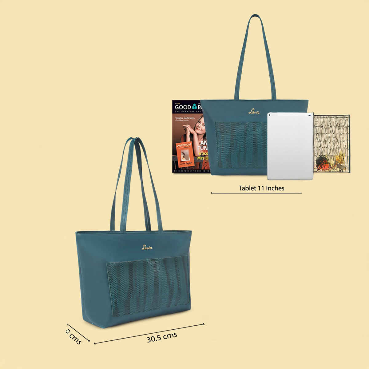 Lavie Women's Synthetic Tote Handbag | Textured Design | Large | Green