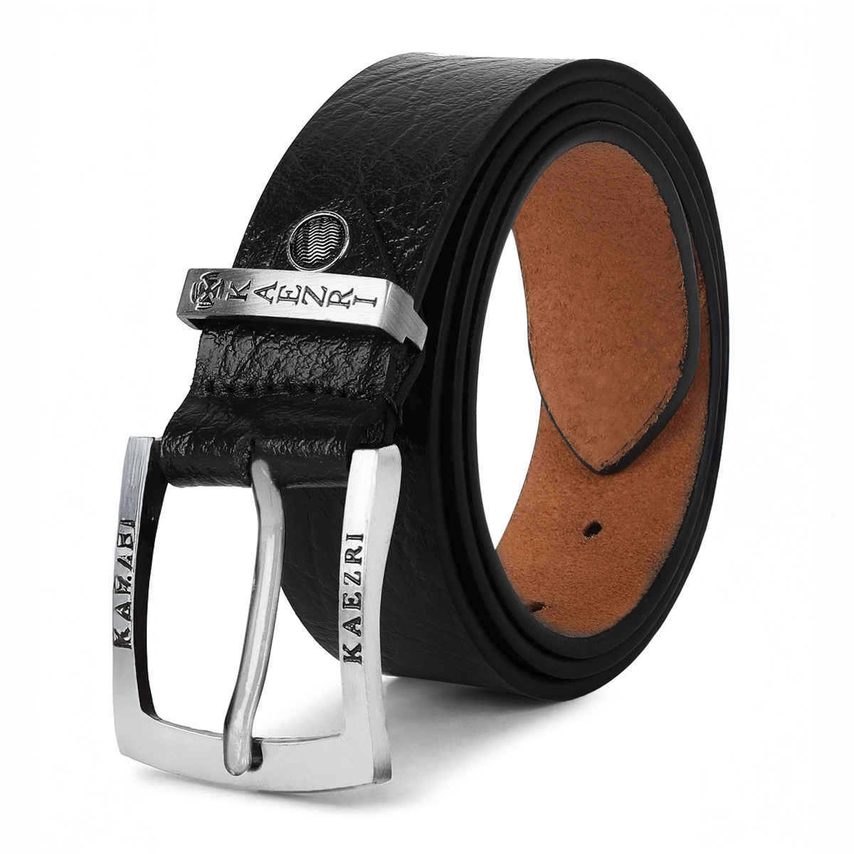Kaezri Genuine Leather Black Textured Belt for Men | Katablcob - 36