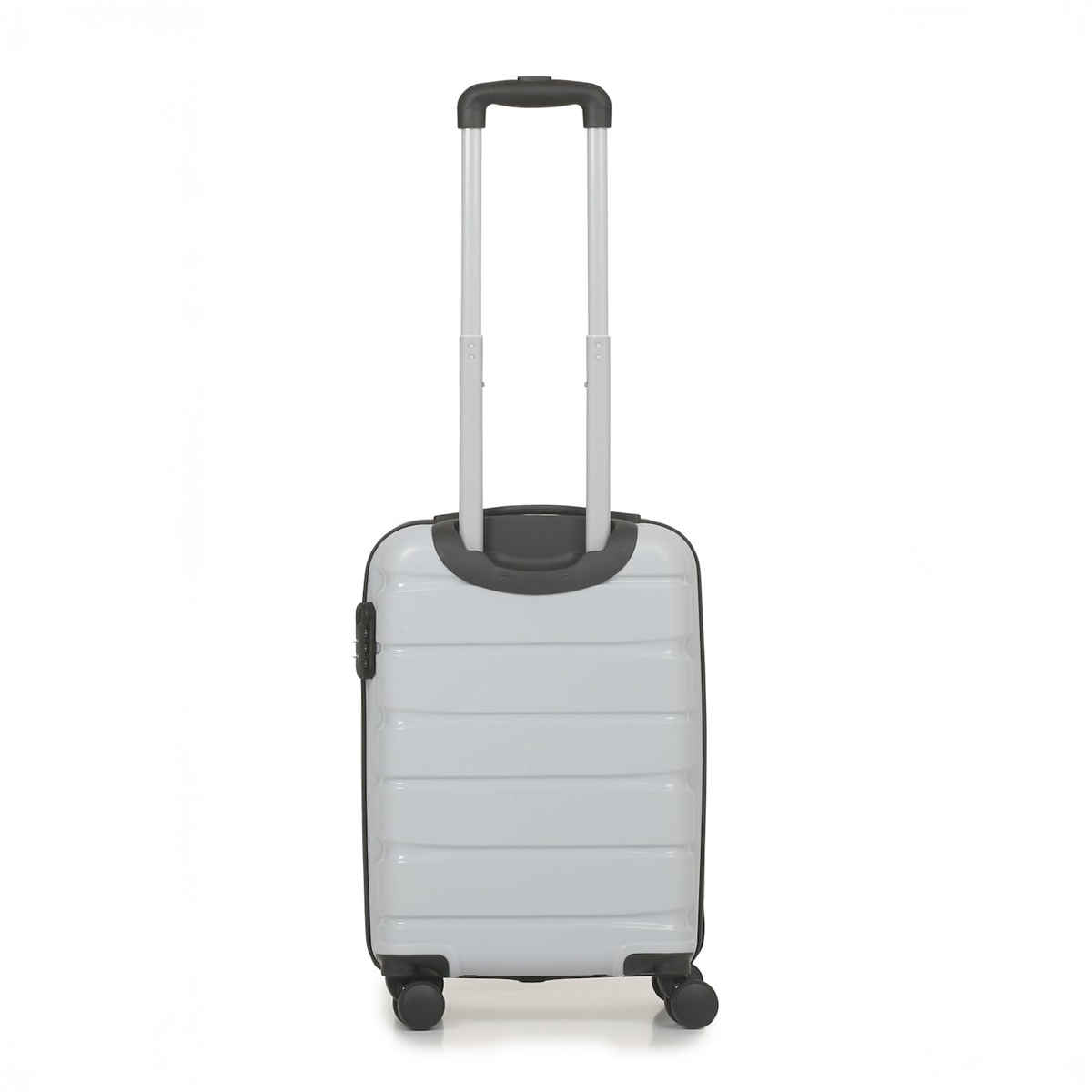 Teakwood Textured ABS 20 L Retractable Trolley Bag | Silver - CabInches Size
