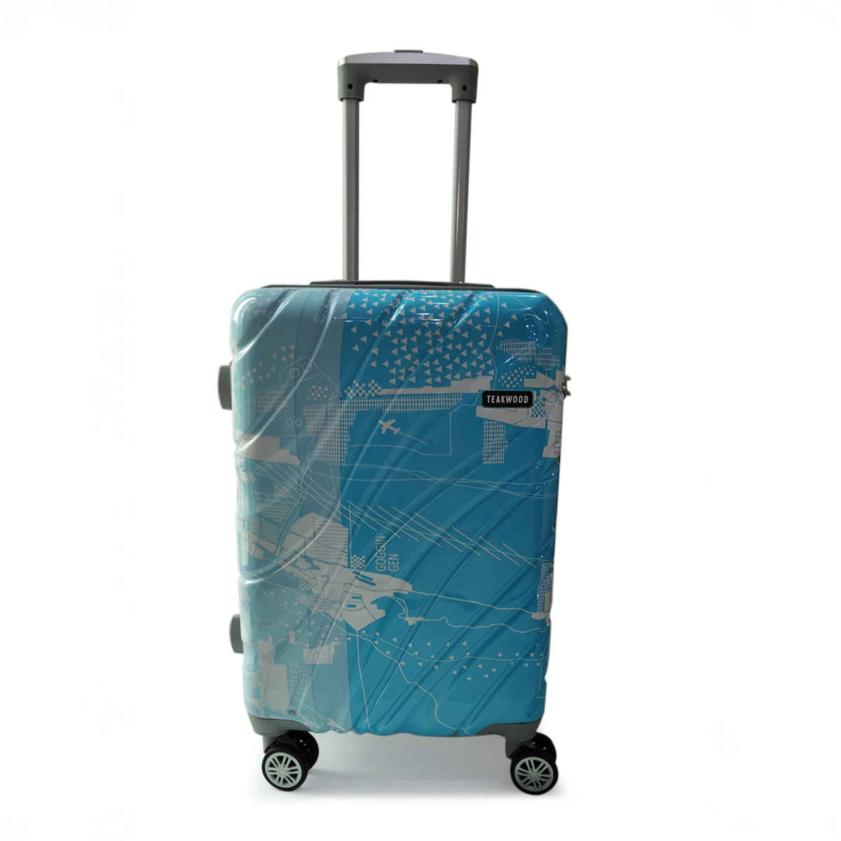 Teakwood Unisex Leather 32.2 L Retractable Trolley Bag | Blue - S