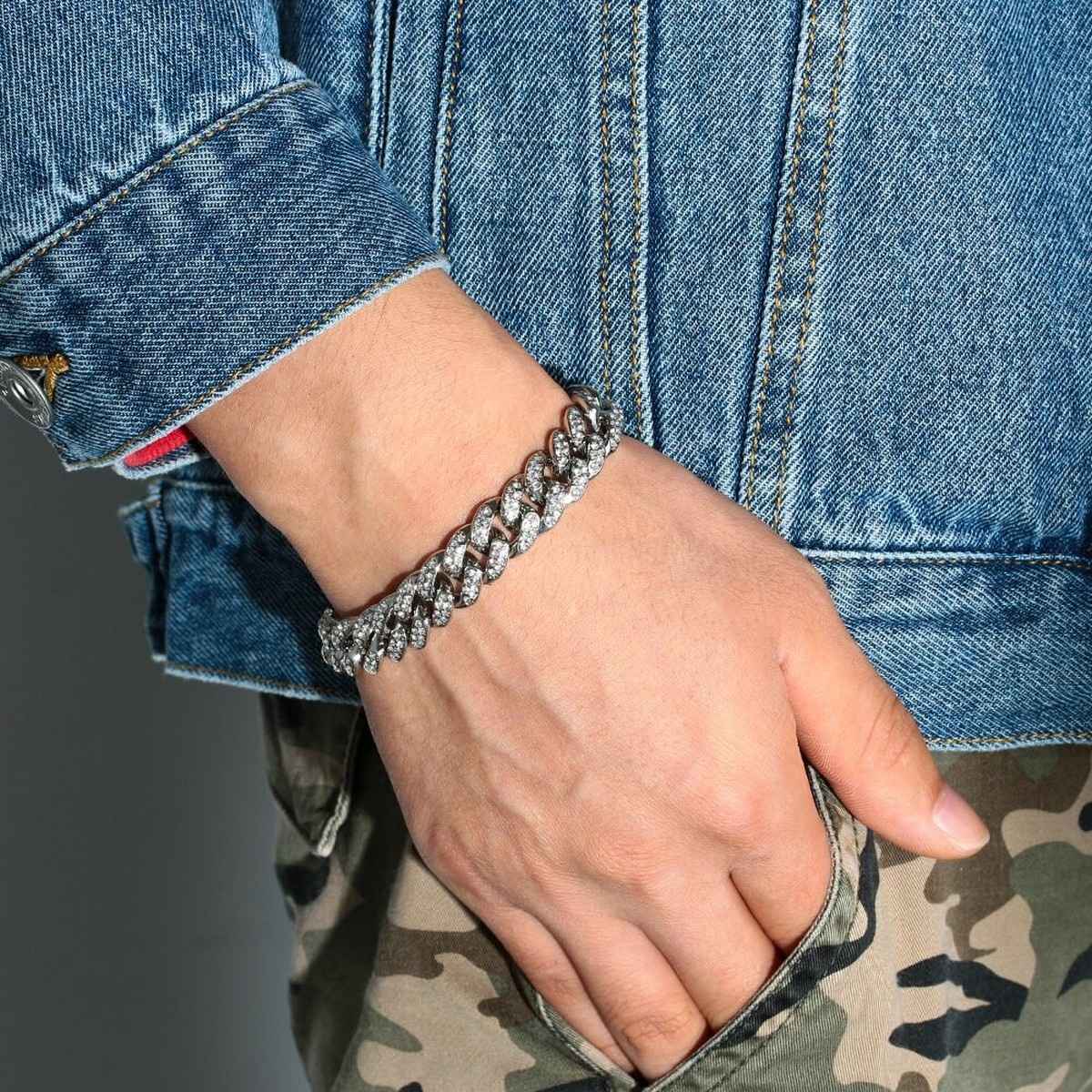 Fashion Frill Men's Studded Bracelet Silver Regular