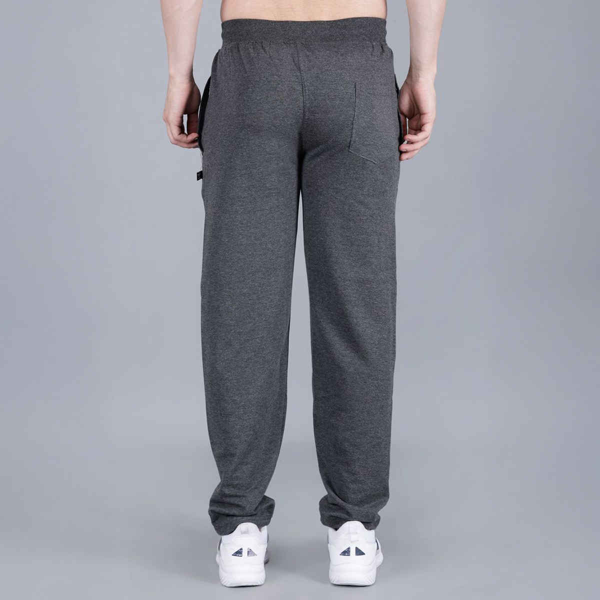 Texfro Men Solid Regular Sports Stylish & Casual Trousers Treck Pant | Black Melange, M