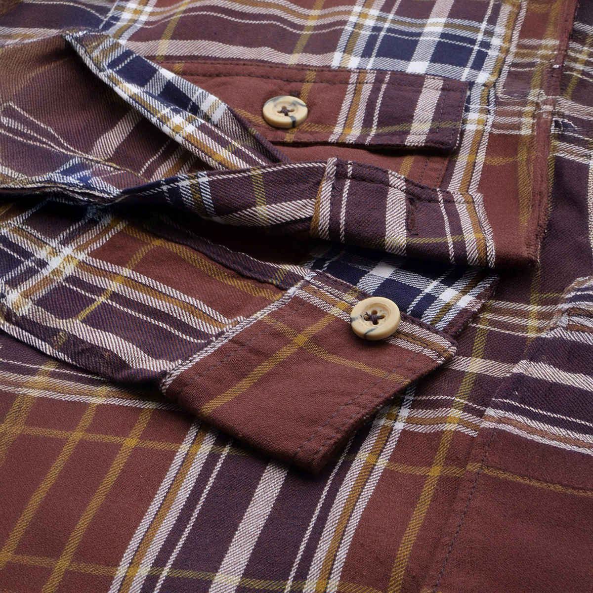 The Indian Garage Co Men's Regular Fit Checkered Street Over Shirt | Maroon - S