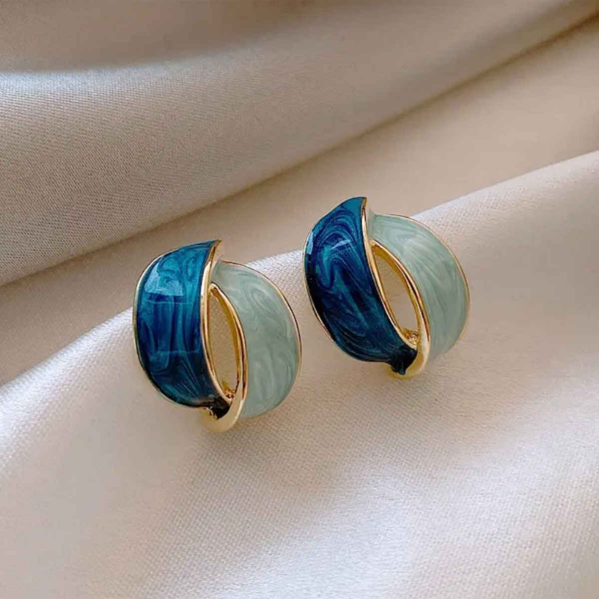 Estailo Fashion Women's Jewellery Earrings Blue Silver One Size | E0001357
