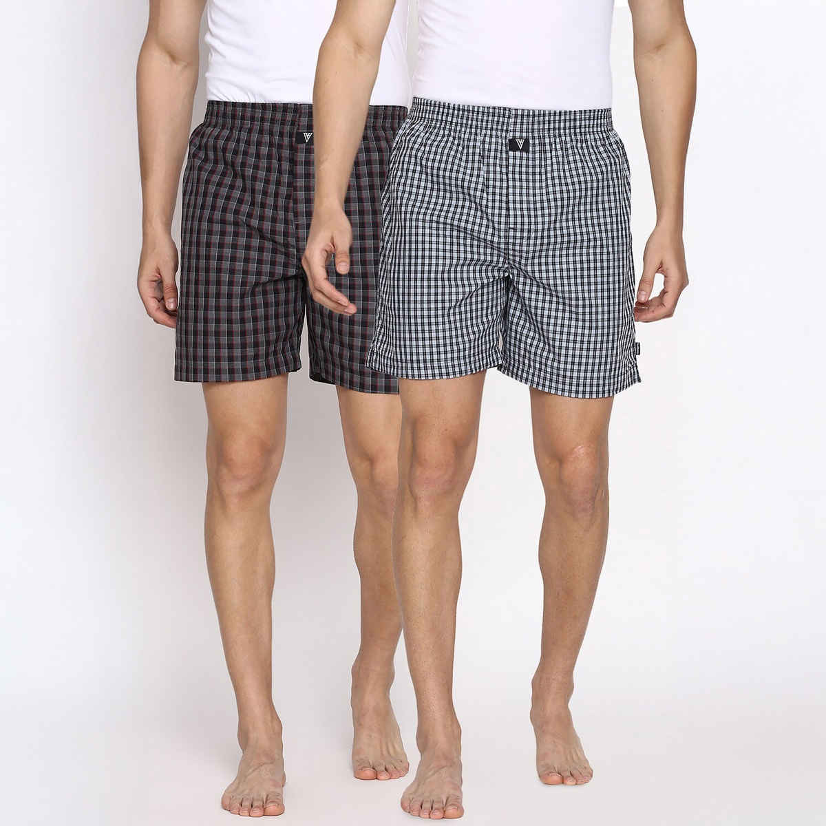 Van Heusen Apparel Men Combed Cotton Assorted Checkered Boxer Shorts | XL | Pack Of 2