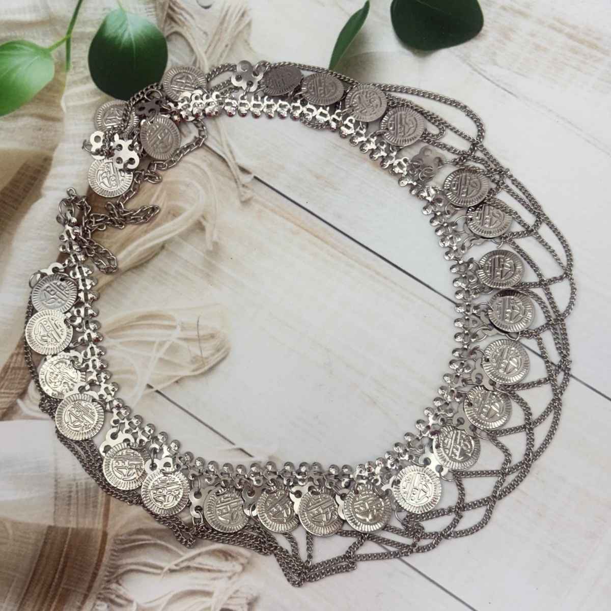 The Opal Factory Silver Oxidised Single Line Coin Kamarband
