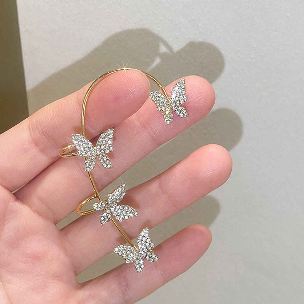 Jewels Galaxy Gold Plated Contemporary Butterfly Ear Cuffs Earrings (1 Pack 2 Ear Cuffs)