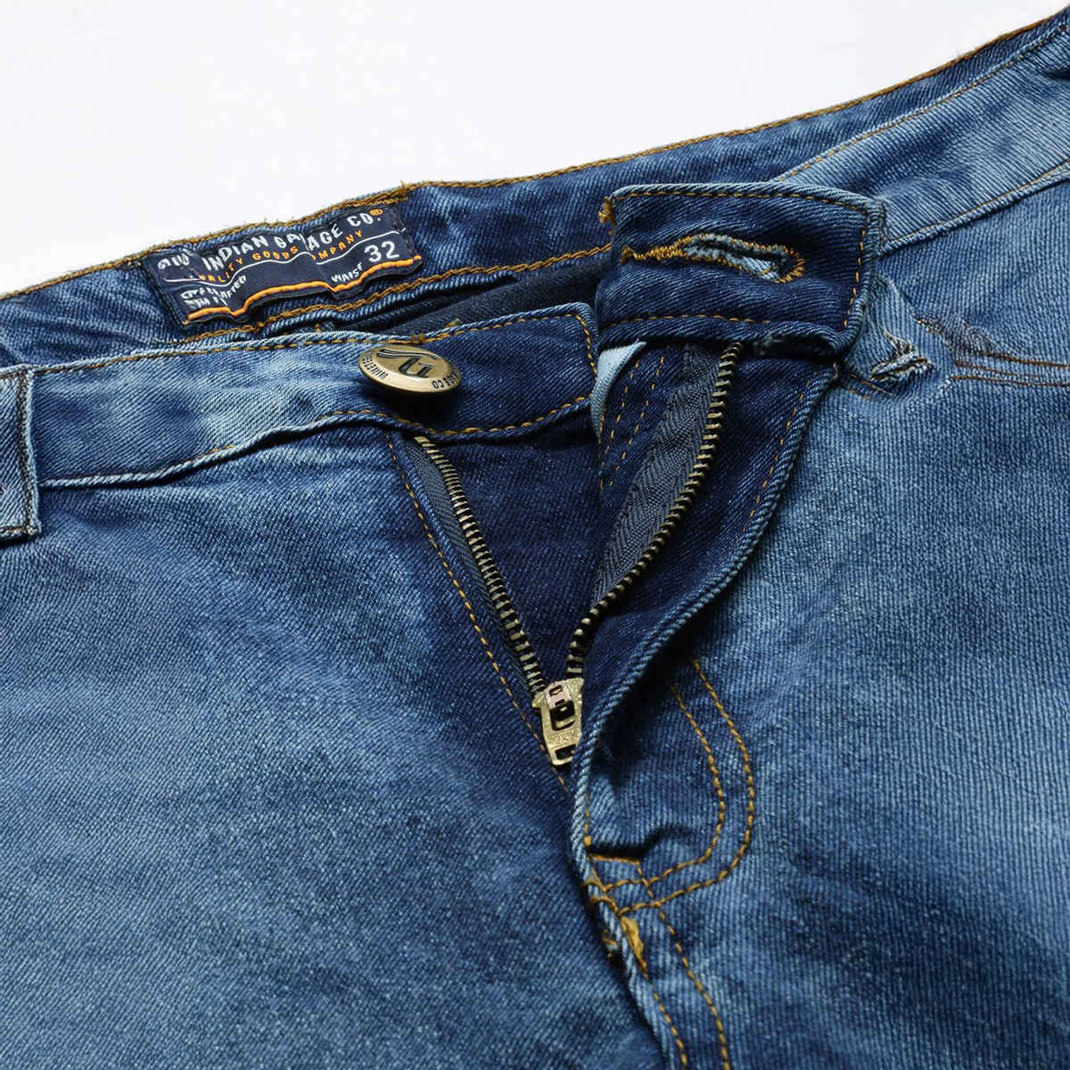 The Indian Garage Co Men's G-Colt Carrot Fit Solid Casual Jeans | Blue - 36