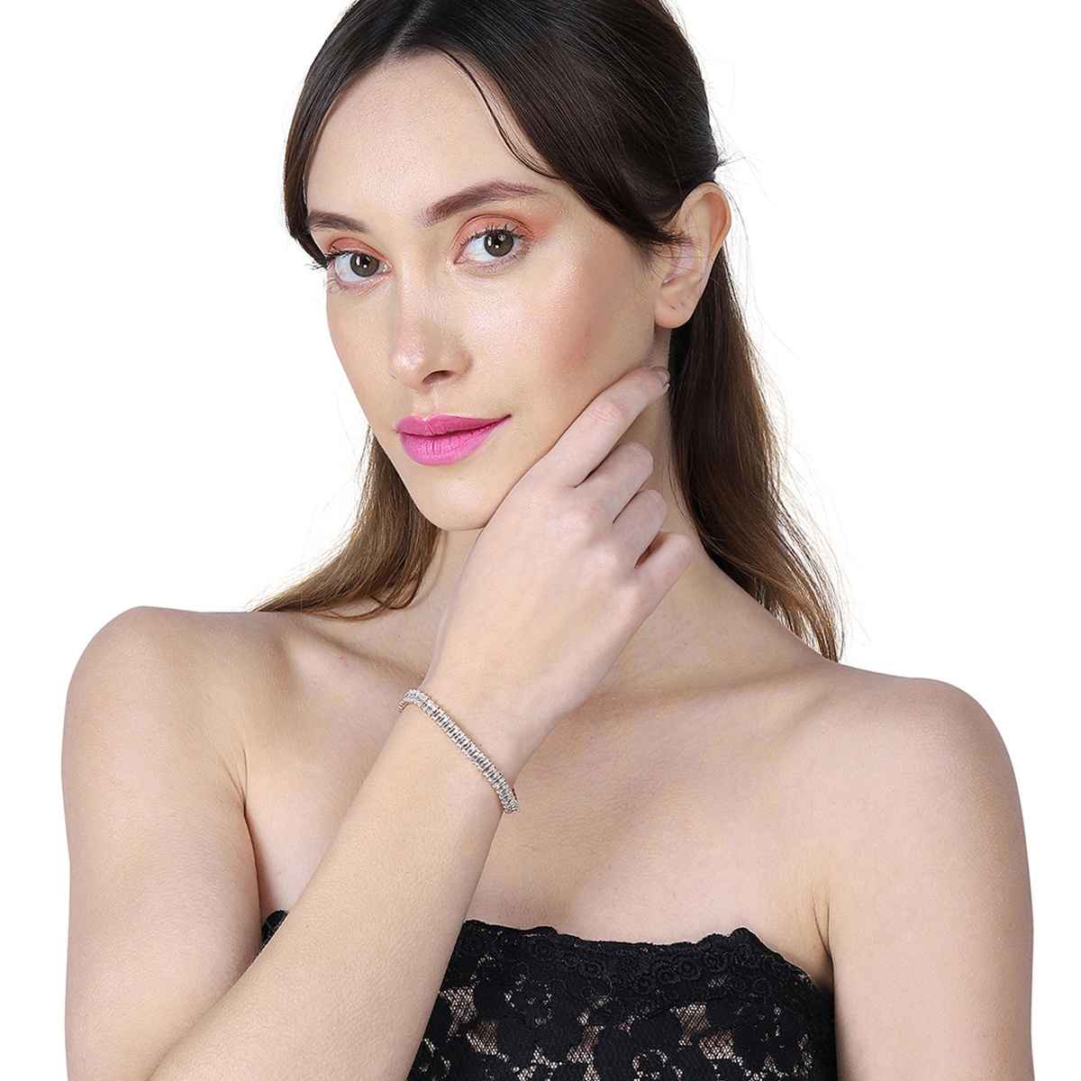 Carlton London Gold Plated with CZ Adjustable Wrapround Bracelet | FJB4175