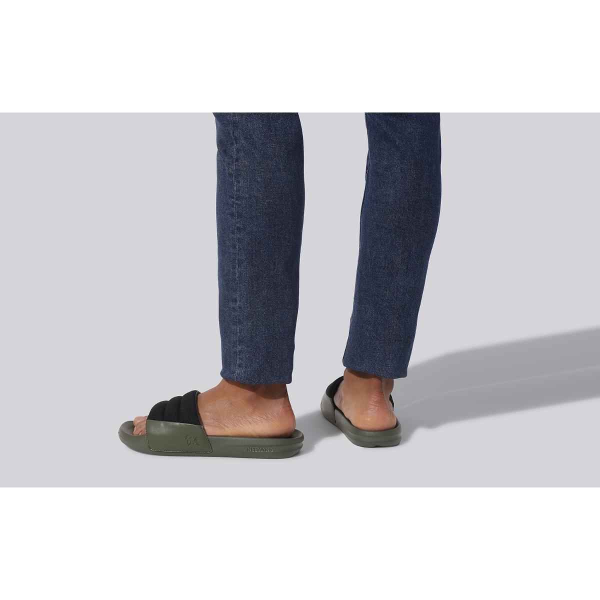 Neeman's Men's Squooshy Slides | Black & Olive - UK 8