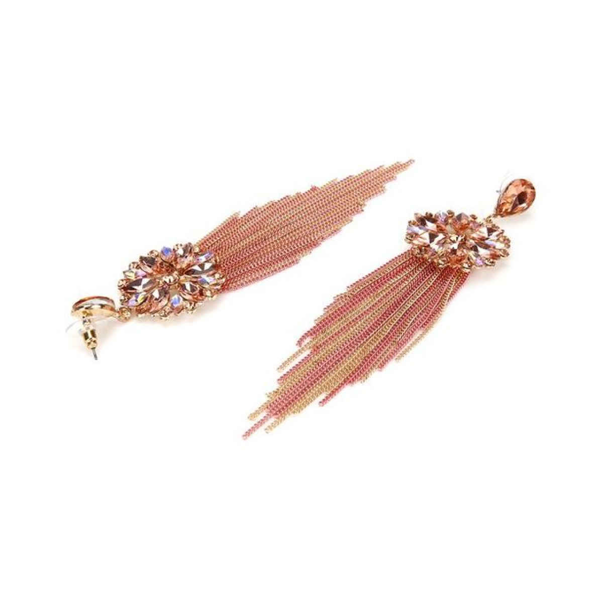 YouBella Jewellery Crystal Tassel Handmade Earrings For Girls And Women - Peach