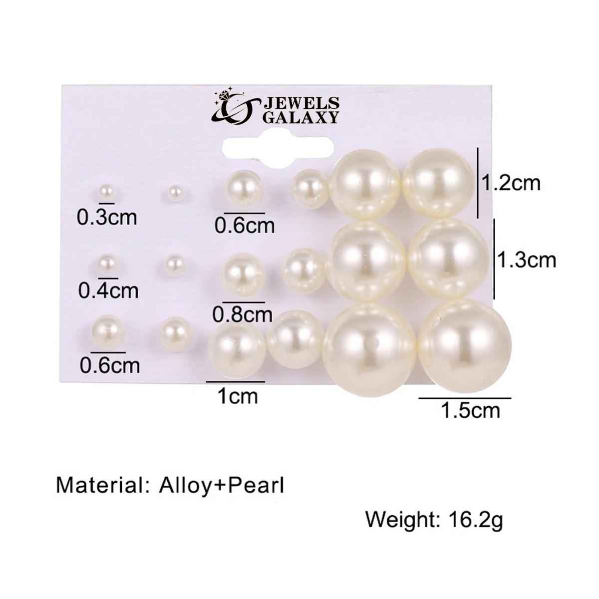 Jewels Galaxy Off White Gold Plated Pearl Studs Earrings (1 Pack 18 Pieces)