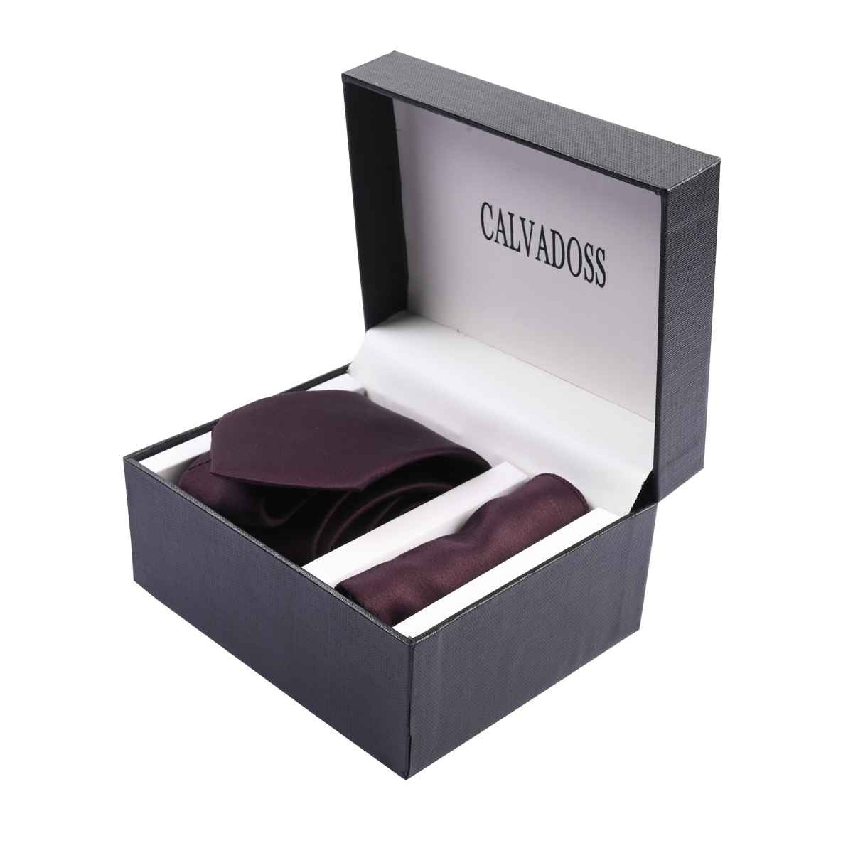 Calvadoss Men's Tie And Pocket Square Gift Set | Wine