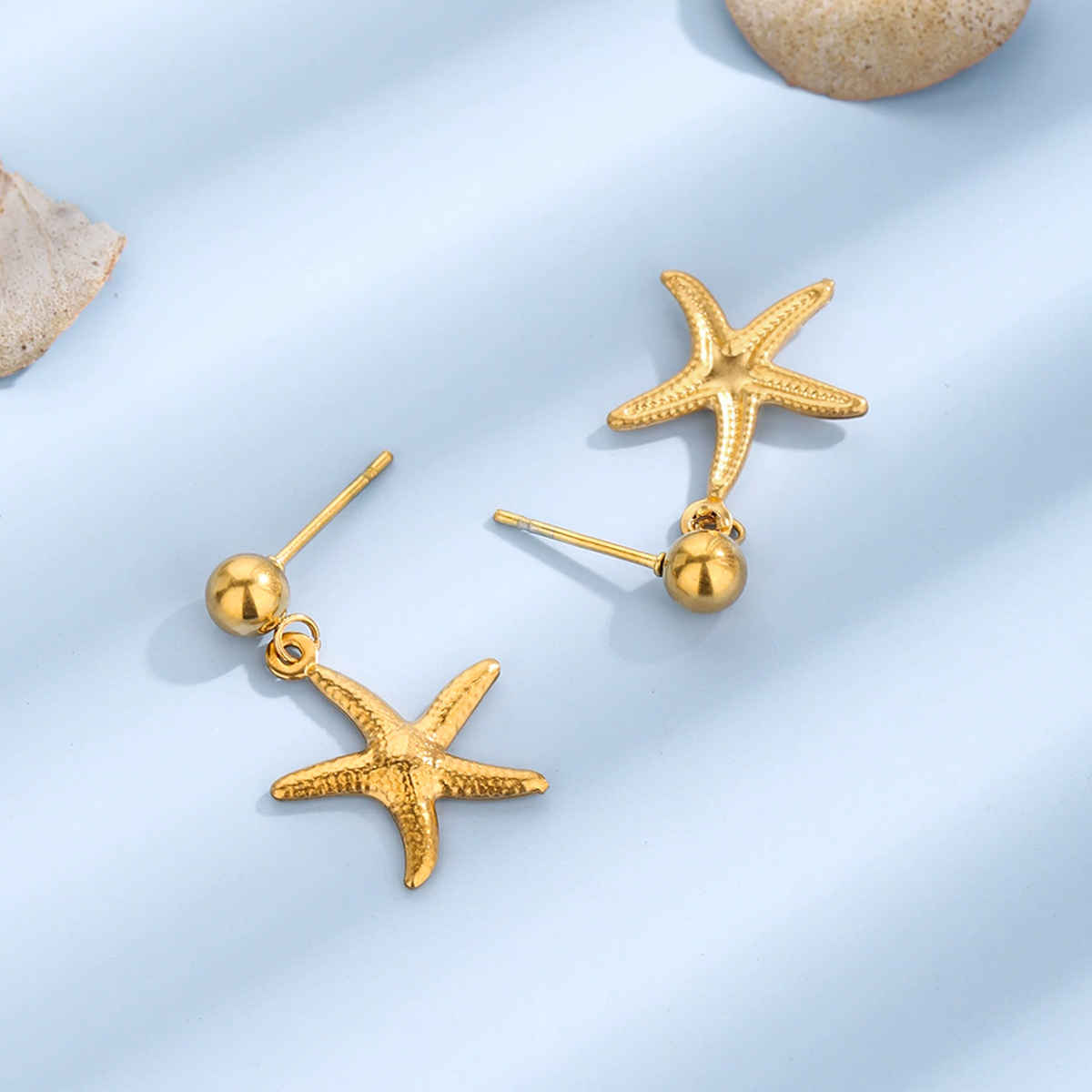 Label She Gold Plated Stainless Steel Star Themed Drop Earrings | LS-ERG-57102