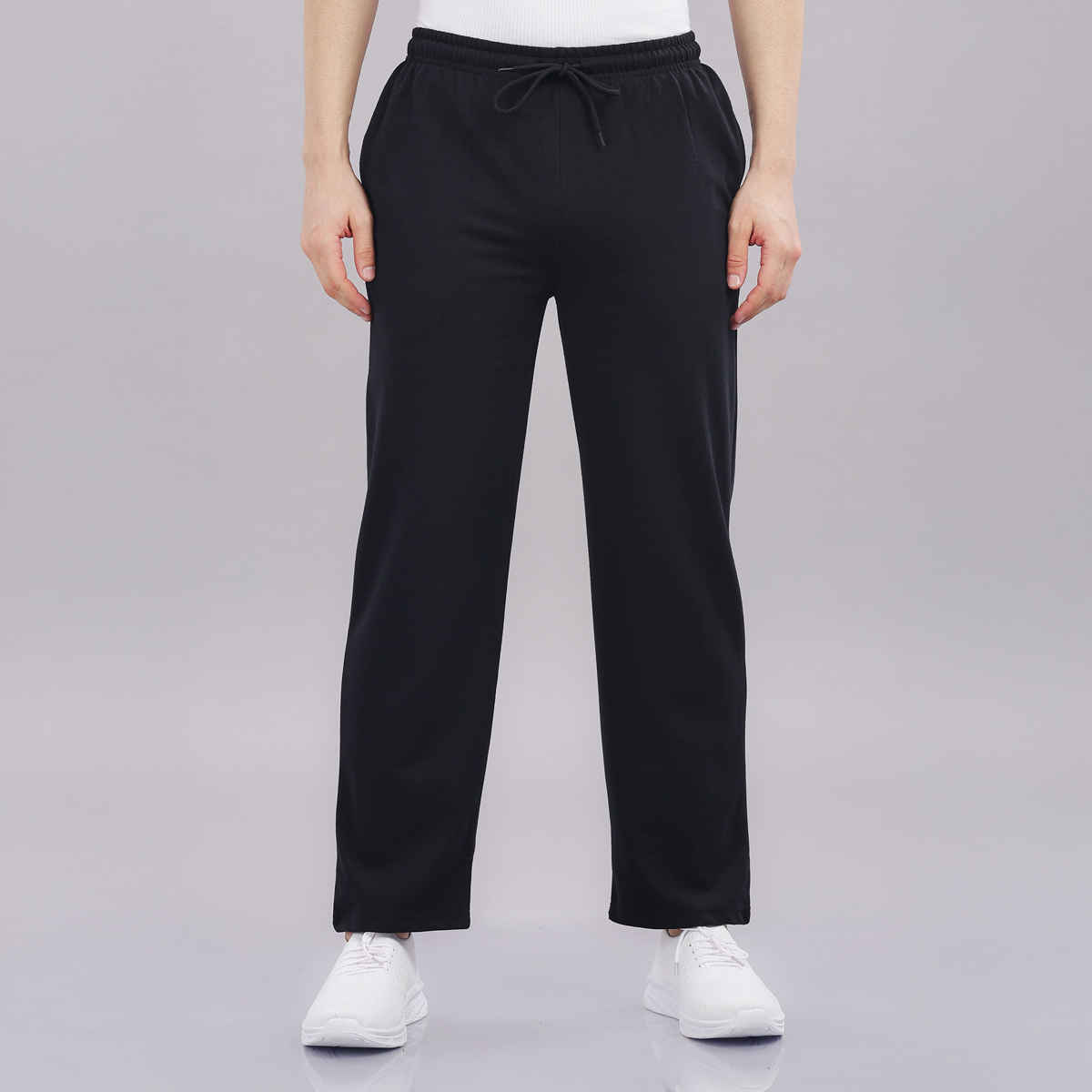 Springman Men's Solid Cotton Rich French Terry Baggy Track Pant | Black - L