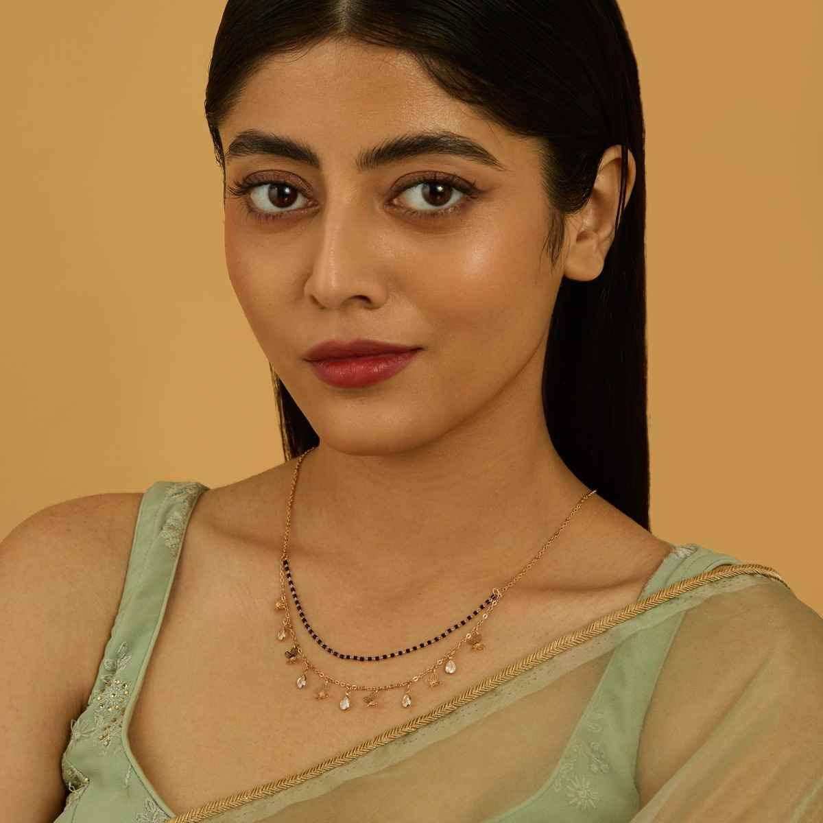 Kushal s Fashion Jewellery White Gold-Plated Zircon Trendy Mangalsutra | 441319