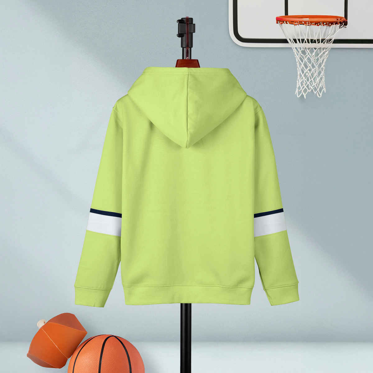 Hellcat Boy's Printed Cotton Blend Hoodie T-Shirt | Green | 11-12 Years