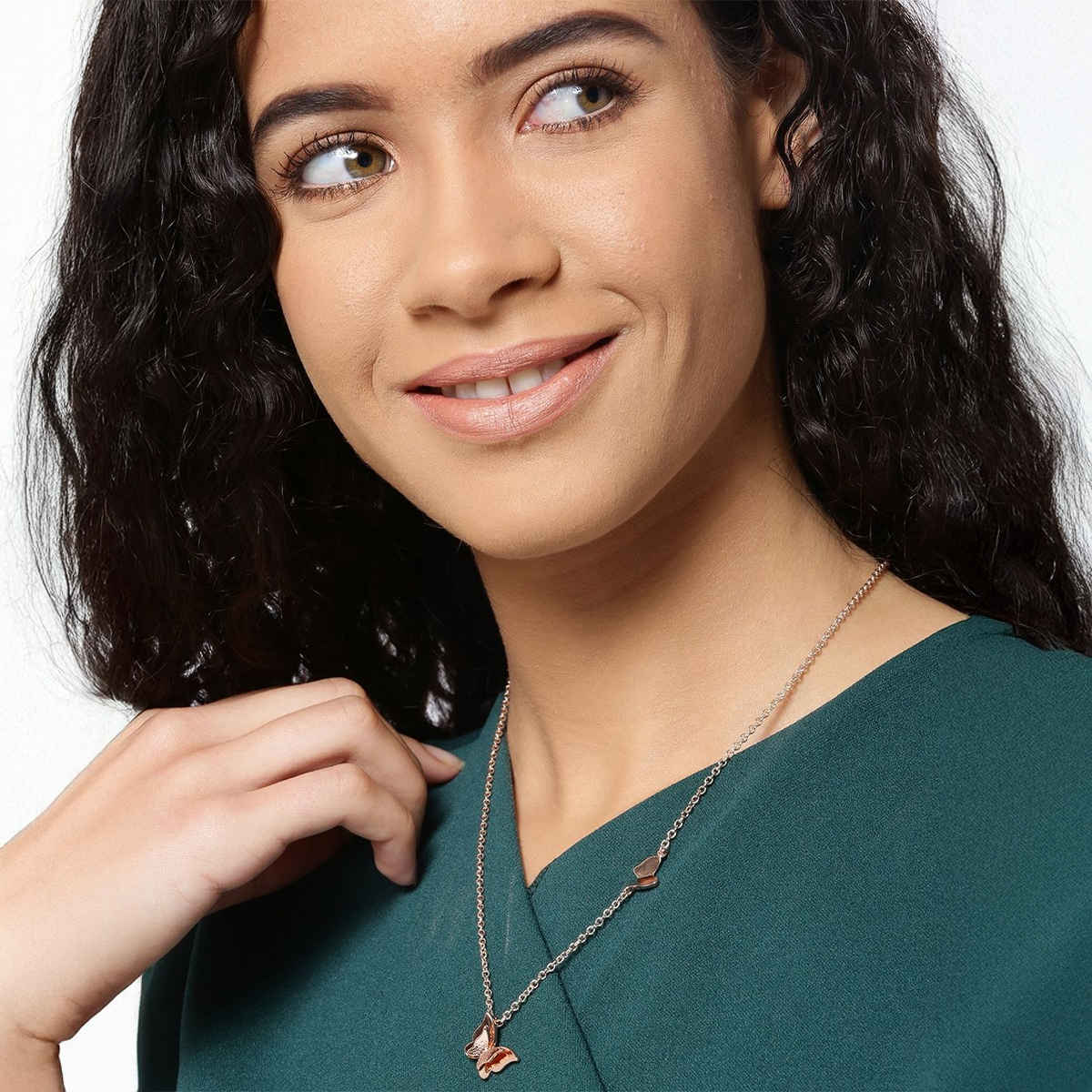 Youbella 18K Rose Gold Plated Butterfly Necklace Pendant For Women And Girls(Ybnk - 5666A)