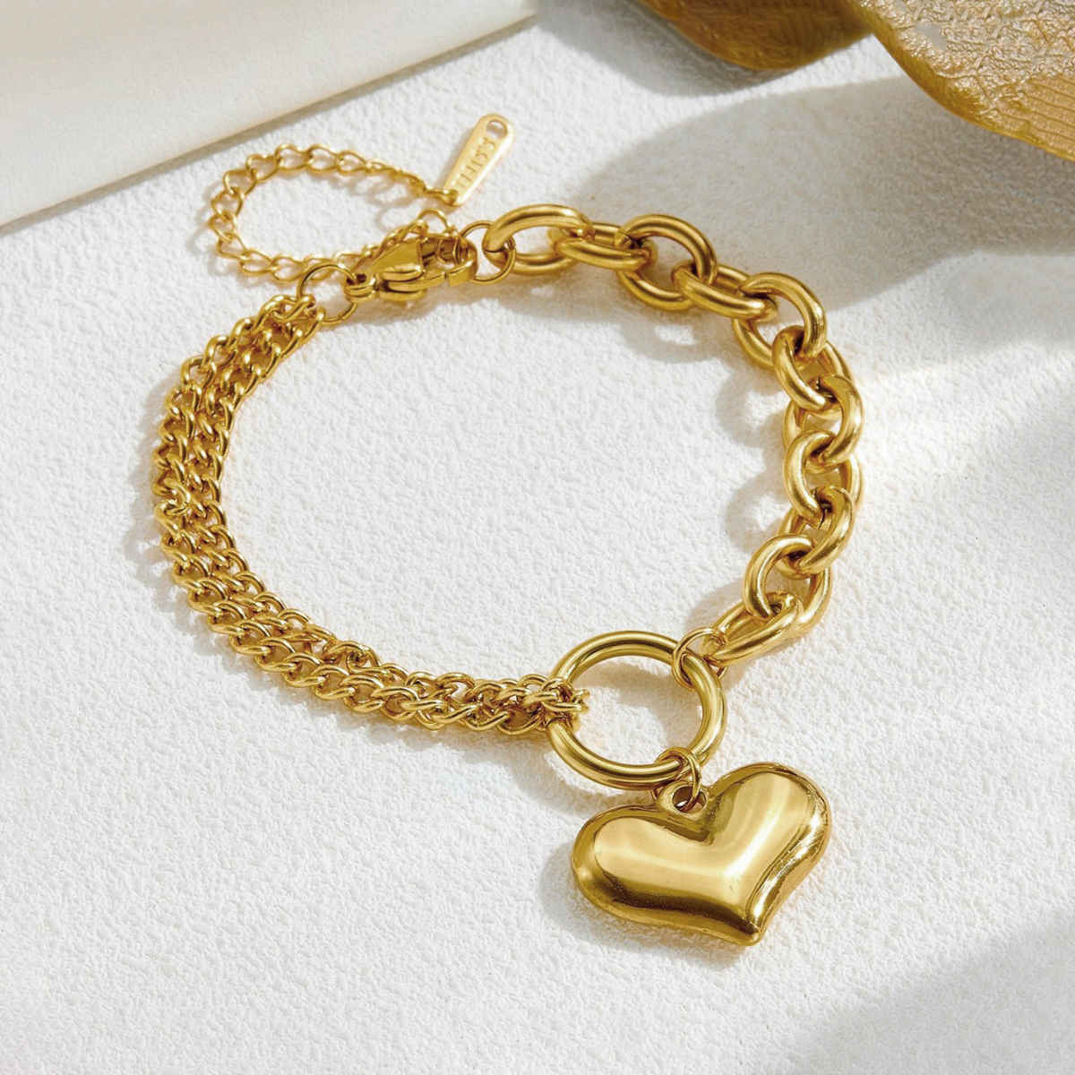 LabelShe Gold-Plated Heart Themed Charm Bracelet | LS-BNG-16166