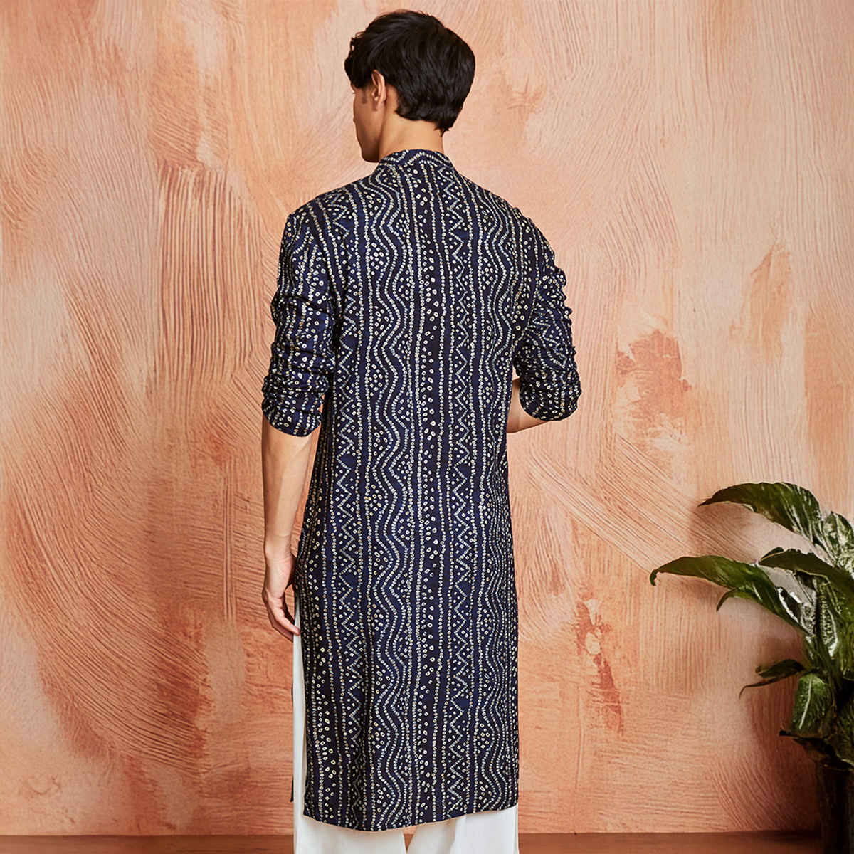 Vastramay Men's Rayon Kurta | Navy Blue - S