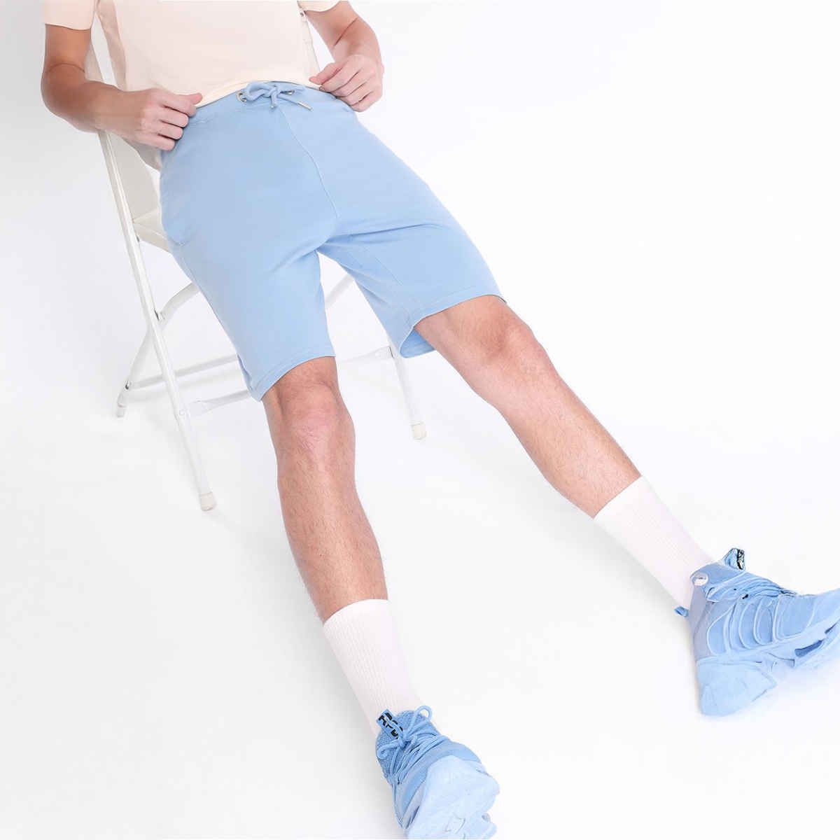 Nobero Men Zip Pocket Shorts - Powder Blue - XL