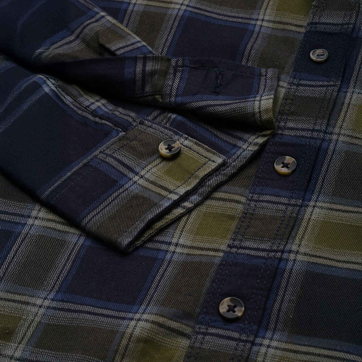 The Indian Garage Co Men's Slim Fit Checkered Casual Shirt | Navy Blue & Green - 2XL