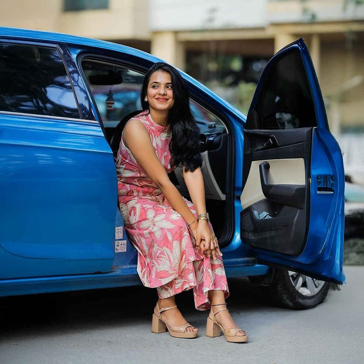 GoSriKi Women's Rayon Blend Straight Printed Kurta with Pant | Pink - M