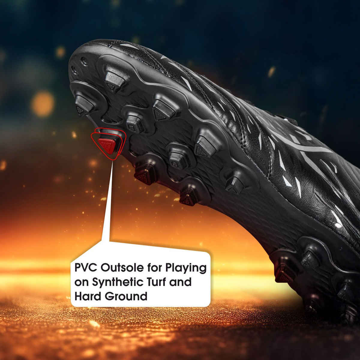 Vector X Kick-X Football Studs For Men Sports And Athletic Soccer Shoes | Black & Silver Size-5