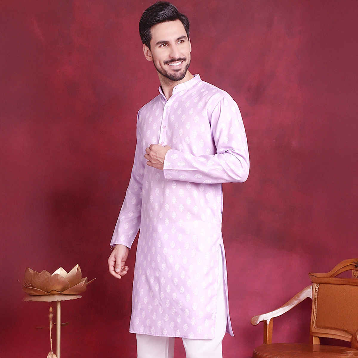 Jompers Men Kurta Only Ko 650Purple L