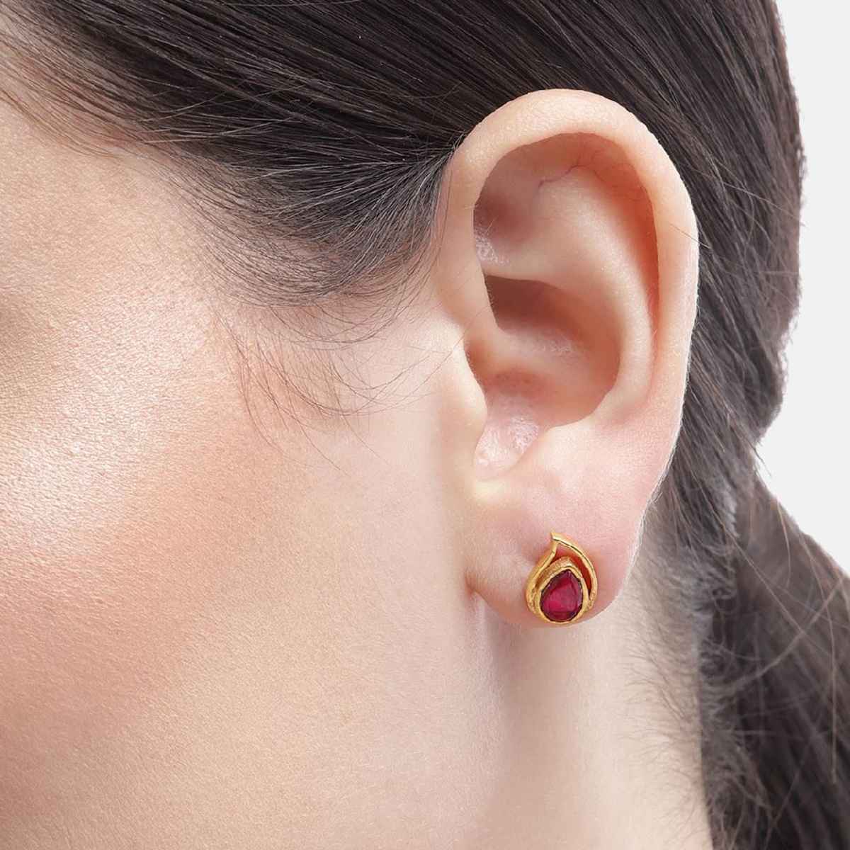 Unniyarcha 92.5 Silver Red Kundan Drop Earrings