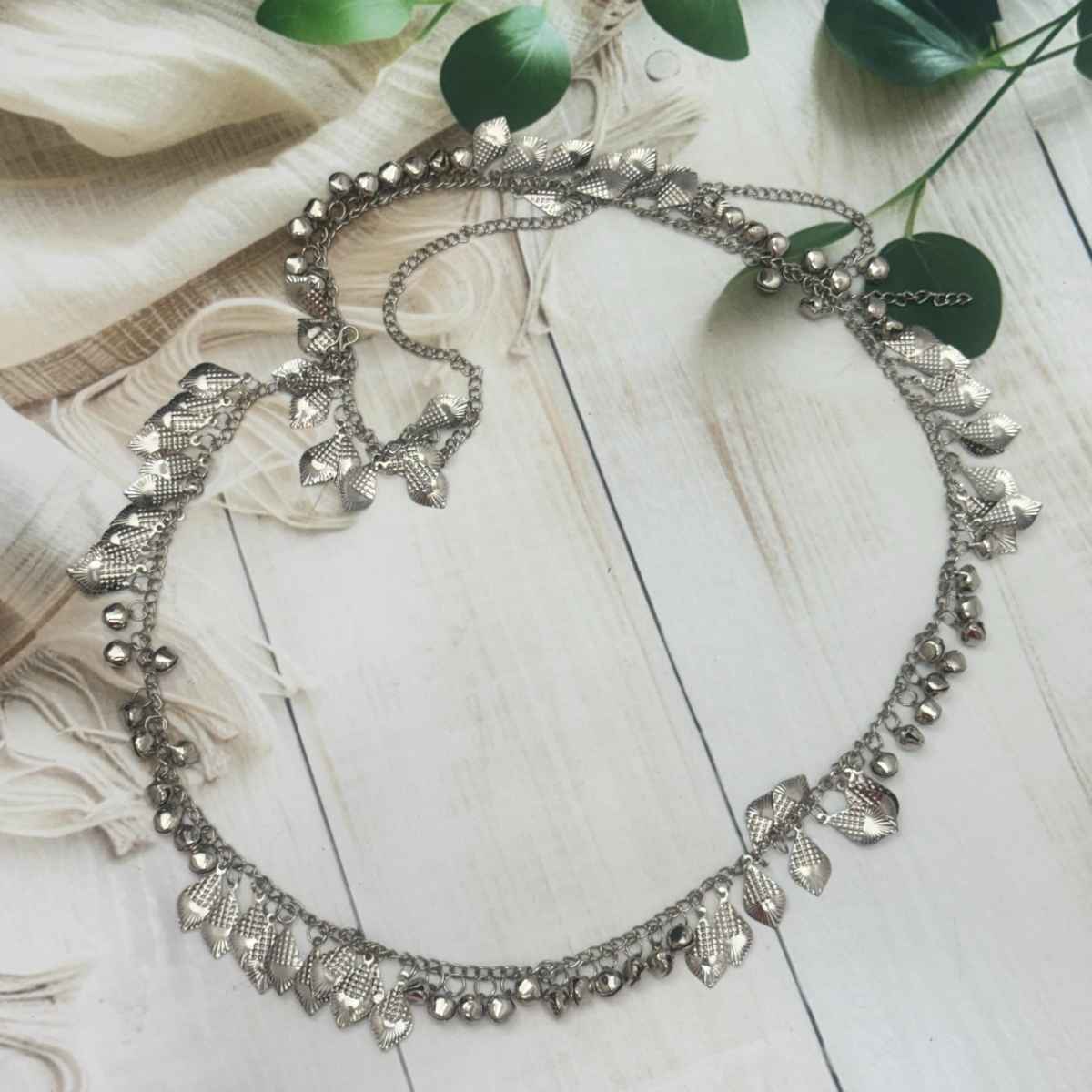 The Opal Factory Silver Oxidised Leaf Ghungroo Kamarband